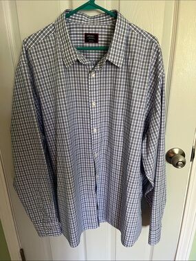 UNTUCKit Men’s Blue & White Small Check Dress Shirt
